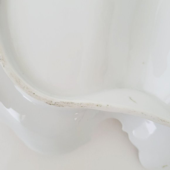 Vintage Victorian Dual Serving Centerpiece Bowl Yellow Rose Green Edge Gold Trim - Picture 16 of 16